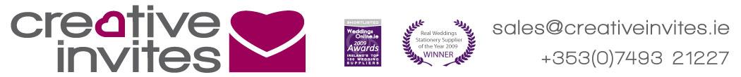 shop logo for Creative Invites. Creative Invites DIY wedding invitations and other stationery